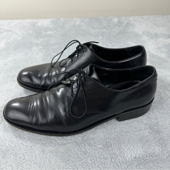 Gucci Black Leather Derby Shoes Authentic Men's Size 9D/43 EU/9 UK Made in Italy - Picture 7 of 13